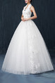 White Halter Ball Gown Beading Embroidery Dress for Wedding