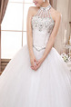 White Halter Ball Gown Beading Dress for Wedding