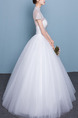White High Neck Illusion Ball Gown Beading Dress for Wedding