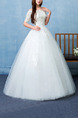 White Off Shoulder Ball Gown Embroidery Appliques Beading Dress for Wedding