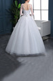White Illusion Bateau Princess Beading Embroidery Tiered Dress for Wedding
