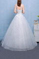 White Illusion Jewel Ball Gown Embroidery Appliques Dress for Wedding