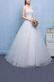 White Illusion Jewel Ball Gown Embroidery Appliques Dress for Wedding