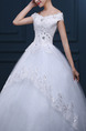 White Off Shoulder Ball Gown Beading Embroidery Tiered Dress for Wedding