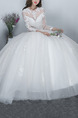 White Illusion Jewel Ball Gown Embroidery Beading Dress for Wedding