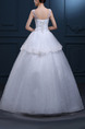 White Bateau Ball Gown Embroidery Beading Tiered Dress for Wedding