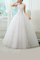 White Halter V Neck Ball Gown Beading Embroidery Dress for Wedding
