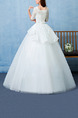 White Bateau Ball Gown Beading Embroidery Dress for Wedding