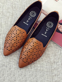 Apricot Leather Pointed Toe Flats
