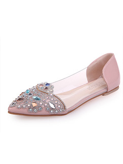 Pink Leather Pointed Toe 1cm Flats