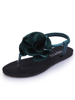 Green and Black Leather Open Toe Ankle Strap Sandals