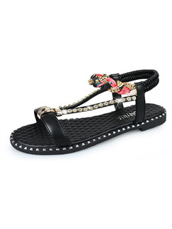 Black Gold and Pink Leather Open Toe Ankle Strap Sandals