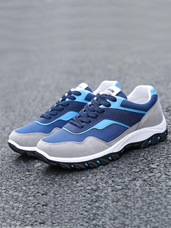 Blue Grey and White Leather Comfort  Shoes for Casual Athletic Outdoor