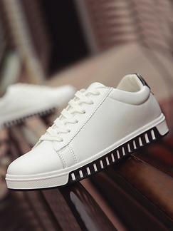 White and Black Leather Comfort  Shoes for Casual Outdoor