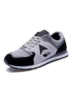 Grey and Black Leather Comfort  Shoes for Casual Athletic Outdoor
