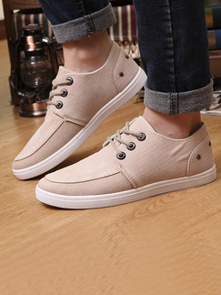 Beige and White Canvas Comfort  Shoes for Casual Office Work