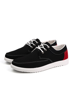 Black Red and White Canvas Comfort  Shoes for Casual Outdoor Office Work
