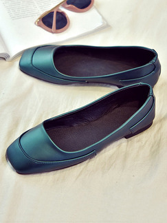 Blue Green Leather Round Toe Flats
