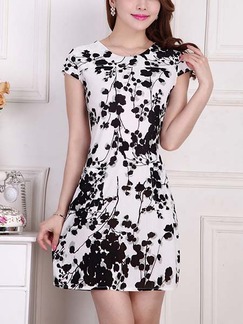 Black and White Above Knee Sheath Plus Size Dress for Casual Beach