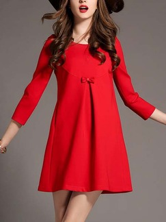 Red Shift Above Knee Dress for Casual Evening