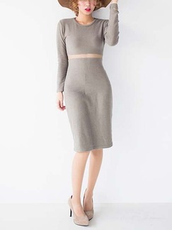 Grey Short to Knee Long Sleeves Dress for Casual Evening