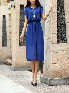 Blue Midi Plus Size Dress For Casual Evening