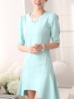 Green Sheath Above Knee Dress for Casual Office Evening