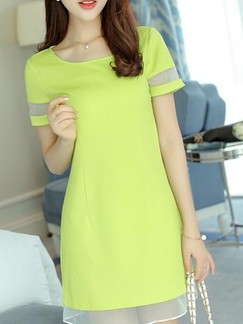 Green Sheath Above Knee Dress for Casual Party Evening