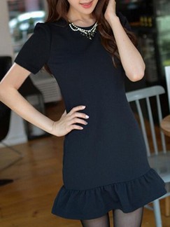 Black Sheath Above Knee Dress for Casual Evening Office