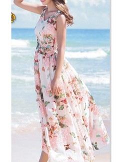 Pink Maxi Cute Dress for Casual Beach