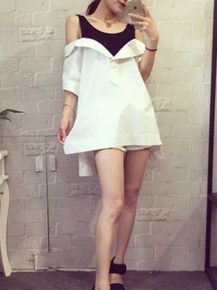 Black and White Shift Above Knee Dress for Casual