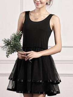 Black Fit  Flare Above Knee Dress for Casual Evening Party