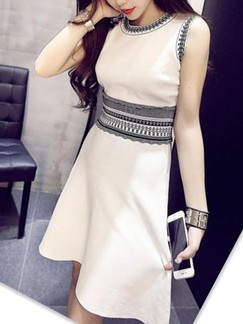 White Fit & Flare Above Knee Dress for Casual Party Evening