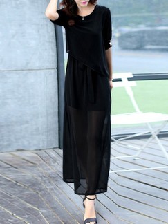 Black Maxi Plus Size Dress for Casual Evening