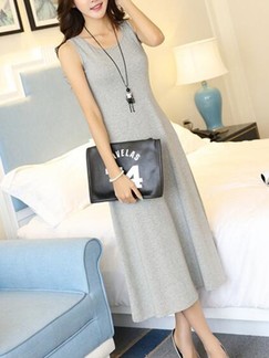 Grey Midi Plus Size Dress for Casual