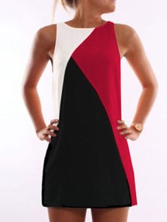 Black White and Red Shift Above Knee Plus Size Dress for Casual Party Evening