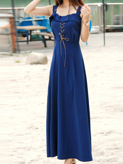 Blue Maxi Slip Dress for Casual Beach