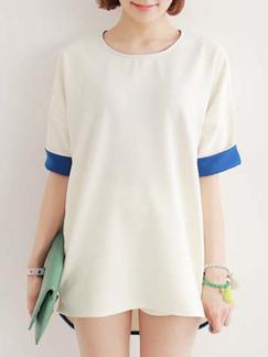 White T-Shirt Shift Above Knee Plus Size Dress for Casual