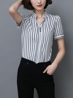 Black and White Blouse Plus Size Top for Casual Office