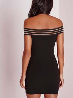 Black Bodycon Off Shoulder Above Knee Plus Size Dress for Cocktail Party Evening