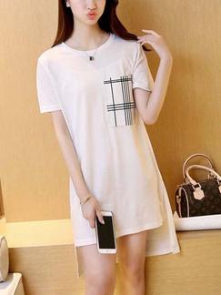 White T-Shift Shift Above Knee Dress for Casual