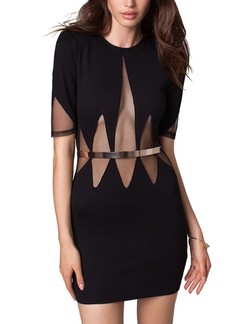 Black Bodycon Above Knee Dress for Cocktail Party Evening