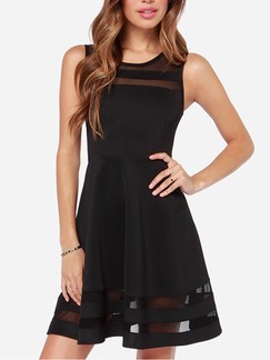 Black Fit  Flare Above Knee Plus Size Dress for Cocktail Evening Party