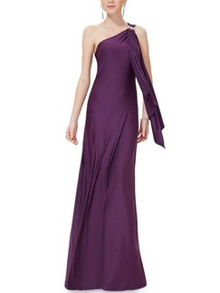 Purple One Shoulder Maxi Dress for Prom Cocktail
