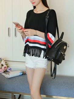 Black T-Shirt Top for Casual Party