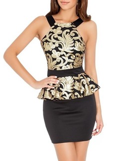 Golden and Black Bodycon Above Knee Slip Dress for Cocktail Party Evening