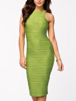 Green Bodycon Knee Length Dress for Cocktail Party Evening