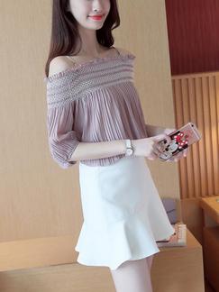 Pink Off Shoulder Cute Top for Casual Office