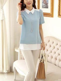 Blue Blouse Plus Size Top for Casual Office