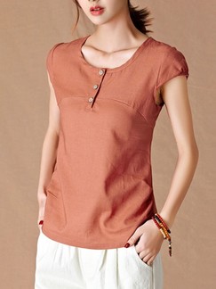 Brown T-Shirt Plus Size Top for Casual